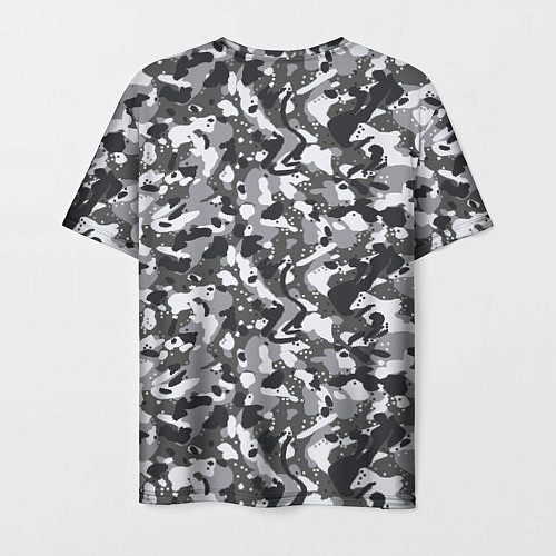 Мужская футболка Пиксельный камуфляж серого цвета / 3D-принт – фото 2