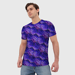 Футболка мужская Сине-фиолетовая стеклянная мозаика, цвет: 3D-принт — фото 2
