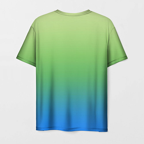 Мужская футболка Градиент зелёно-голубой / 3D-принт – фото 2