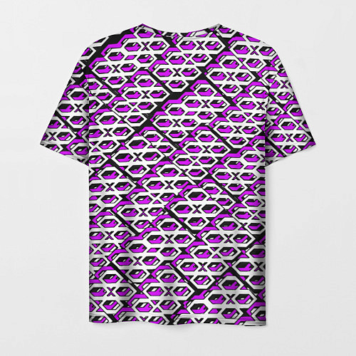 Мужская футболка Фиолетово-белый узор на чёрном фоне / 3D-принт – фото 2