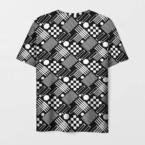 Мужская футболка Черно белый узор из геометрических фигур / 3D-принт – фото 2