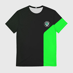 Футболка мужская Skoda pattern sport green, цвет: 3D-принт