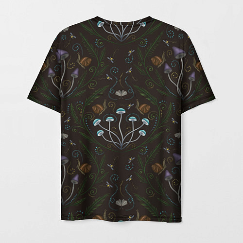 Мужская футболка Волшебный лес, грибы, улитки и мотыльки - паттерн / 3D-принт – фото 2