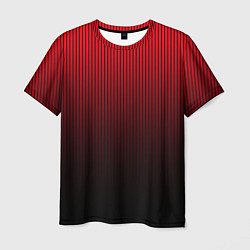 Футболка мужская Красно-чёрный градиент в полоску, цвет: 3D-принт