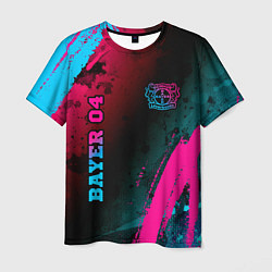 Мужская футболка Bayer 04 - neon gradient вертикально