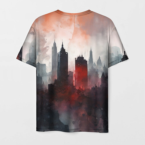 Мужская футболка Акварельные небоскребы / 3D-принт – фото 2