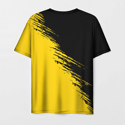 Мужская футболка Черные штрихи на желтом фоне / 3D-принт – фото 2