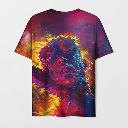Мужская футболка Человек с пилой в брызгах краски / 3D-принт – фото 2