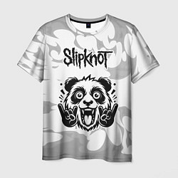 Футболка мужская Slipknot рок панда на светлом фоне, цвет: 3D-принт
