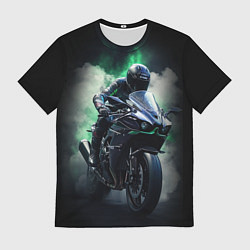 Футболка мужская Мотоциклист в дыму, цвет: 3D-принт
