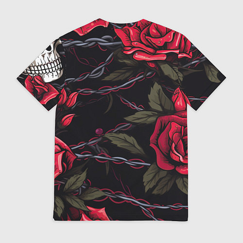 Мужская футболка Череп и красные розы / 3D-принт – фото 2