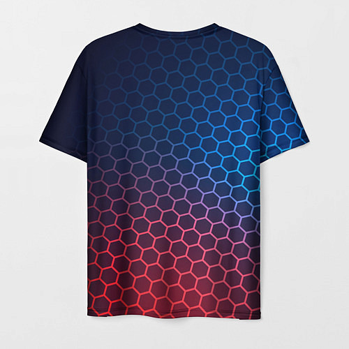 Мужская футболка Warframe неоновые соты / 3D-принт – фото 2