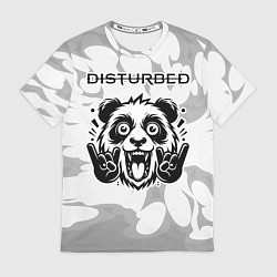 Футболка мужская Disturbed рок панда на светлом фоне, цвет: 3D-принт