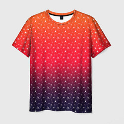 Футболка мужская Градиент оранжево-фиолетовый со звёздочками, цвет: 3D-принт