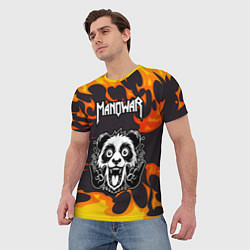 Футболка мужская Manowar рок панда и огонь, цвет: 3D-принт — фото 2