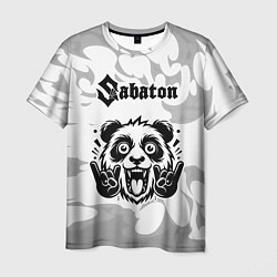 Футболка мужская Sabaton рок панда на светлом фоне, цвет: 3D-принт