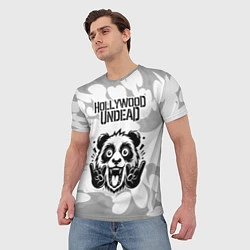 Футболка мужская Hollywood Undead рок панда на светлом фоне, цвет: 3D-принт — фото 2