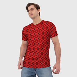 Футболка мужская Ярко-красный с чёрными линиями, цвет: 3D-принт — фото 2