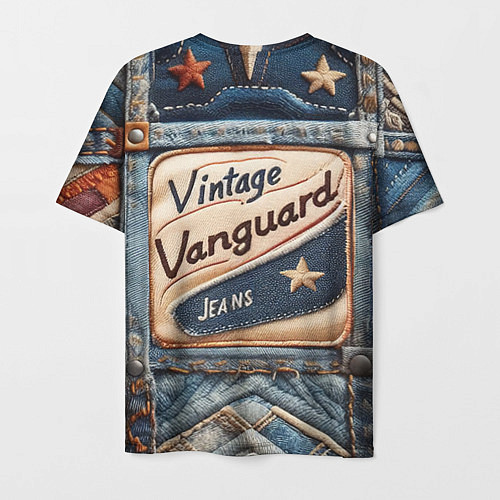 Мужская футболка Vintage vanguard jeans - patchwork / 3D-принт – фото 2