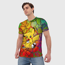 Футболка мужская Pikachu pokeballs, цвет: 3D-принт — фото 2
