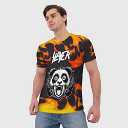 Футболка мужская Slayer рок панда и огонь, цвет: 3D-принт — фото 2