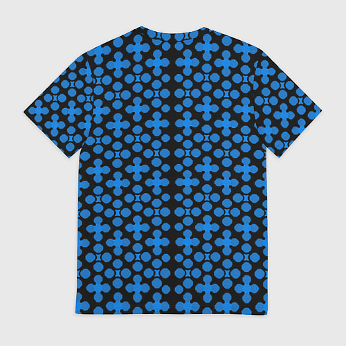 Мужская футболка Синие четырёхлистники на чёрном фоне / 3D-принт – фото 2