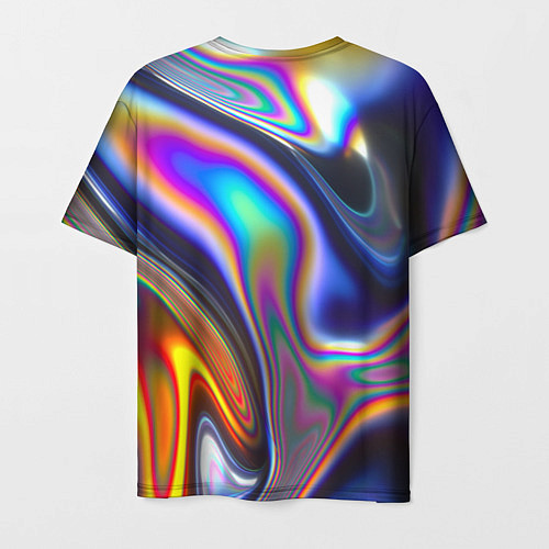 Мужская футболка Абстрактный разноцветный жидкий металл / 3D-принт – фото 2