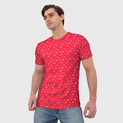 Футболка мужская Розово-красный со звёздочками, цвет: 3D-принт — фото 2