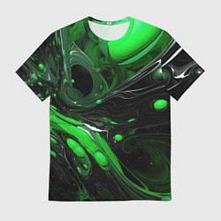 Мужская футболка Green dark abstract geometry style