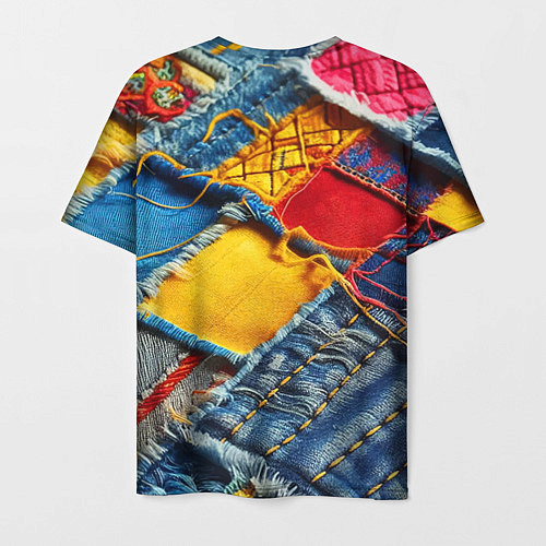 Мужская футболка Colorful denim patchwork - ai art / 3D-принт – фото 2