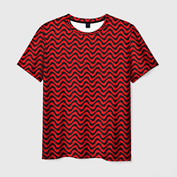 Футболка мужская Чёрно-красный искажённые полосы, цвет: 3D-принт