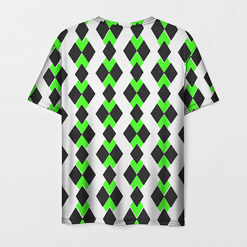 Мужская футболка Чёрные и зелёные ромбы на белом фоне / 3D-принт – фото 2