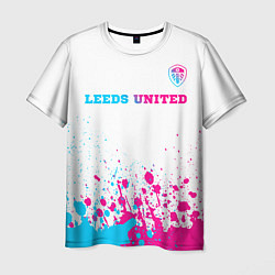 Футболка мужская Leeds United neon gradient style посередине, цвет: 3D-принт