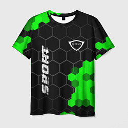 Футболка мужская Genesis green sport hexagon, цвет: 3D-принт