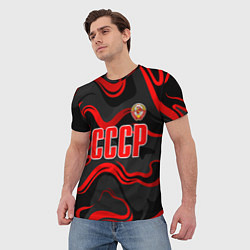 Футболка мужская СССР - red stripes, цвет: 3D-принт — фото 2