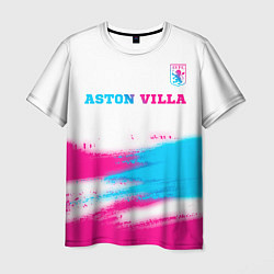 Футболка мужская Aston Villa neon gradient style посередине, цвет: 3D-принт