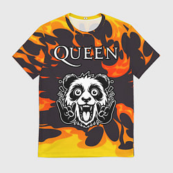 Футболка мужская Queen рок панда и огонь, цвет: 3D-принт