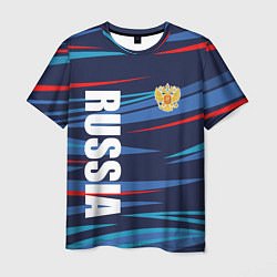 Футболка мужская Россия - blue stripes, цвет: 3D-принт