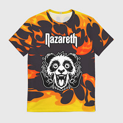 Футболка мужская Nazareth рок панда и огонь, цвет: 3D-принт