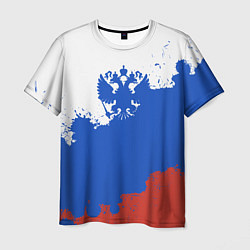 Футболка мужская Российский триколор и герб, цвет: 3D-принт