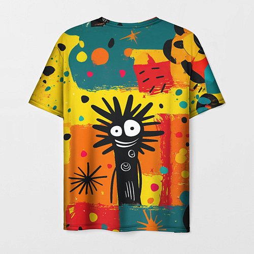 Мужская футболка Красочная абстракция с черным персонажем / 3D-принт – фото 2