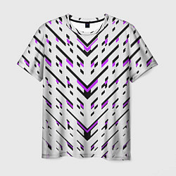 Мужская футболка Black and purple stripes on a white background