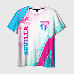 Мужская футболка Sevilla neon gradient style вертикально