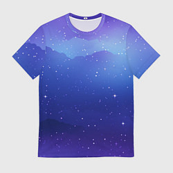 Мужская футболка Синий космос и звезды