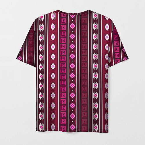 Мужская футболка Темно-розовый вертикальный этнический узор / 3D-принт – фото 2