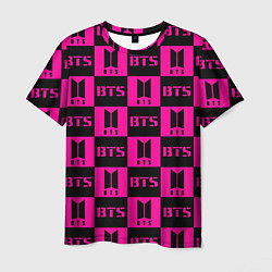 Мужская футболка BTS pattern pink logo