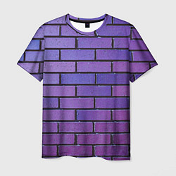 Футболка мужская Кирпичная стена фиолетовый паттерн, цвет: 3D-принт