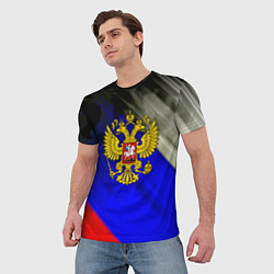 Футболка мужская Россия краски герб текстура, цвет: 3D-принт — фото 2