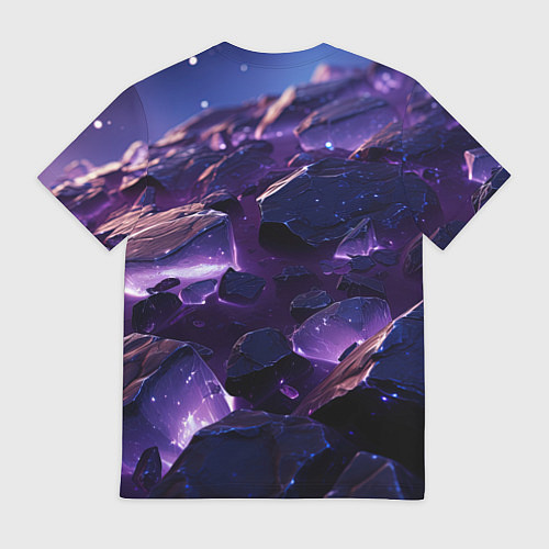 Мужская футболка Фиолетовые неоновые камни со светом / 3D-принт – фото 2
