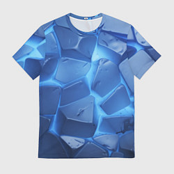 Мужская футболка Синие ледяные плиты с разломом